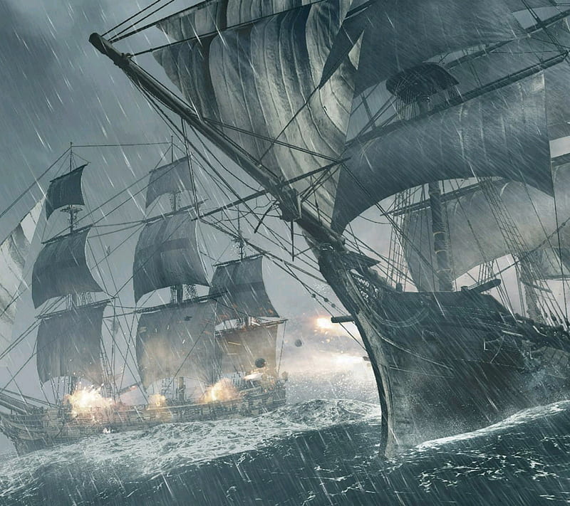 Pirate Battle, assassins creed, battle, black flag, pirate, pirates, ship, ships, HD wallpaper