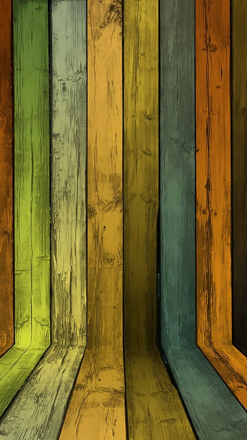 Wooden Slats, Colourful - Wallpaper | Rebel Walls