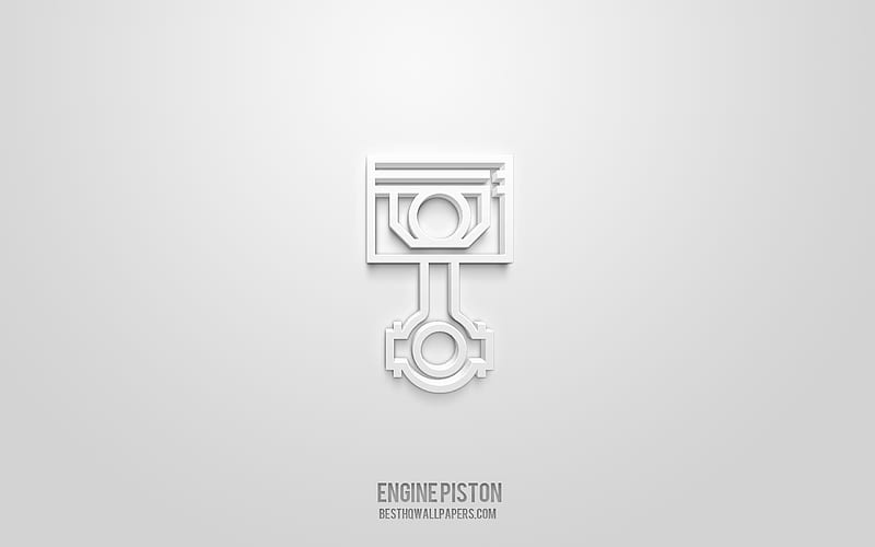 Engine piston 3d icon, white background, 3d symbols, Engine piston, car parts icons, 3d icons, Engine piston sign, car parts 3d icons, HD wallpaper