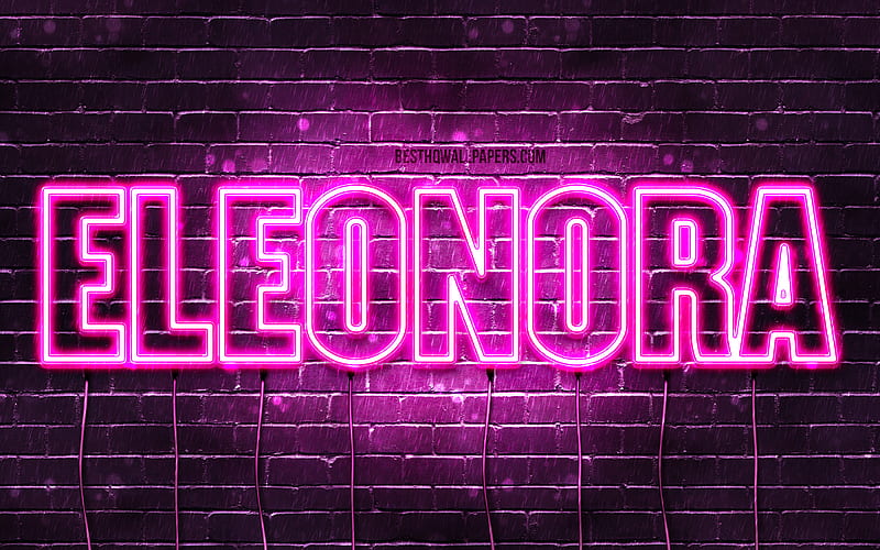 Eleonora with names, female names, Eleonora name, purple neon lights, Happy Birtay Eleonora, popular italian female names, with Eleonora name, HD wallpaper