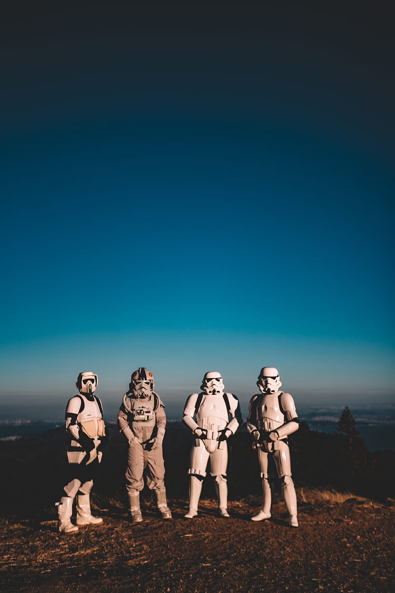 four person wearing Star Wars Clone Trooper costumes, HD phone wallpaper