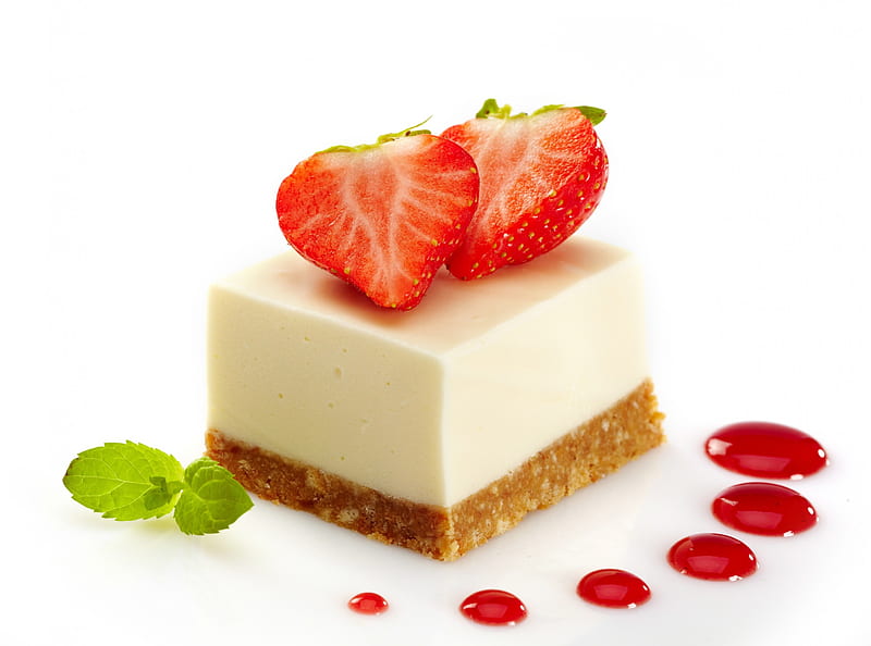 Cheesecake, strawberry, yummy, dessert, sweet, HD wallpaper