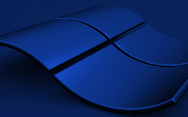 Dark blue Windows logo, Windows 3d logo, dark blue background, Windows emblem, Windows wave logo, Windows, HD wallpaper