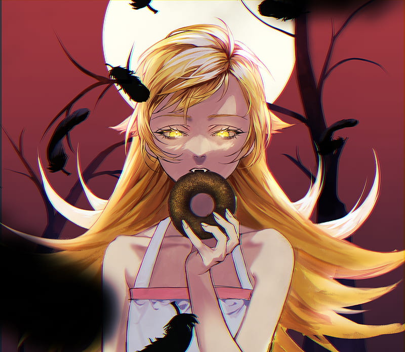 Anime, Monogatari (Series), Shinobu Oshino , Doughnut, HD wallpaper