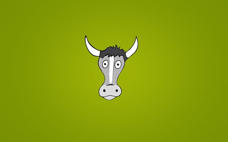 Cow, green, horn, texture, vaca, minimalism, HD wallpaper Cow, green, horn, texture, vaca, minimalism, HD wallpaper