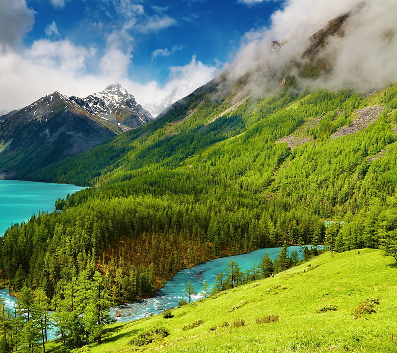 Scenery, buceta, cloud, green, mountain, HD wallpaper