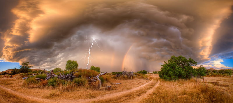 Rainbow, Landscape, Clouds, Storm, HD wallpaper