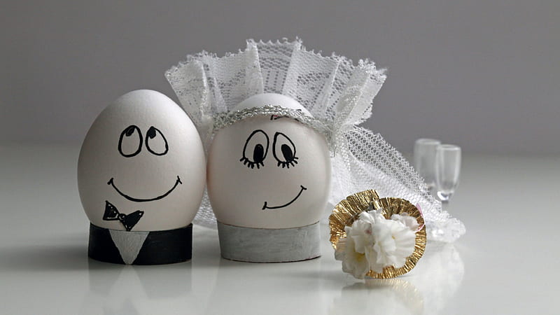 Eggs Wedding, easter, eggs, weeding, creative, funny, HD wallpaper