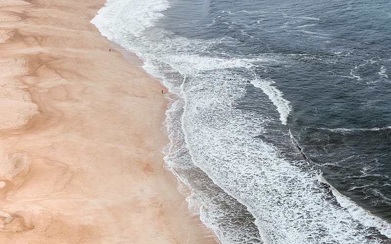 Atlantic Ocean, beach, big waves, coast, ocean waves, Portugal, HD wallpaper