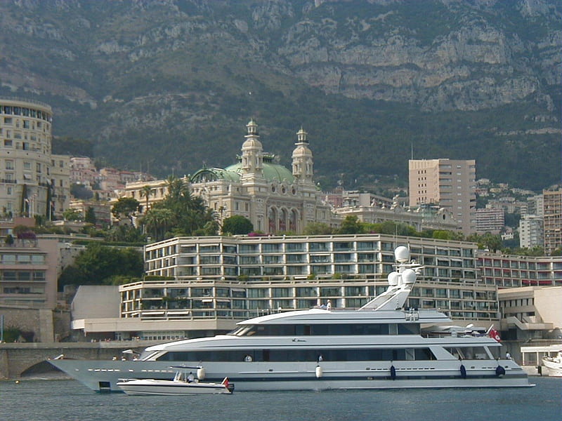 Yacht docking in Monte Carlo, boat, yacht, powerboat, monte carlo, HD wallpaper
