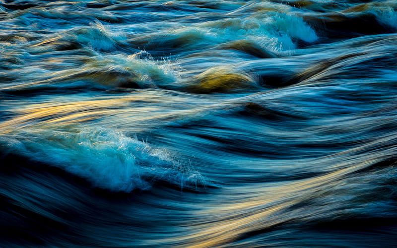 sea waves close-up, water textures, waves, ocean, blue waves, HD wallpaper