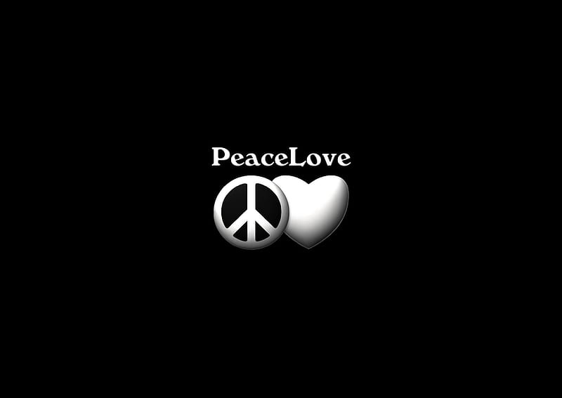 PeaceLove, black, heart, love, peace, symbols, white, HD wallpaper | Peakpx
