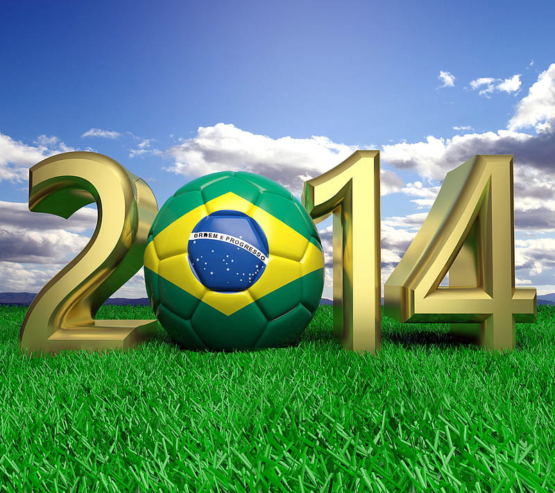Brasil 2014, flag, football, world cup, HD wallpaper