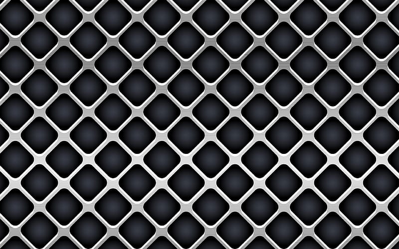 metal grid aluminium grid, metal background, metal grid texture, rhombuses, polished metal, HD wallpaper