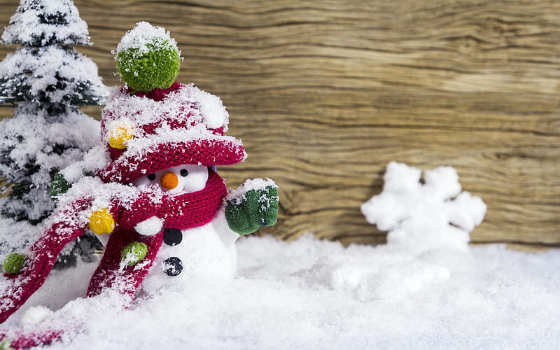 snowman, winter, snow, toy, snowmen, Christmas, New Year, HD wallpaper