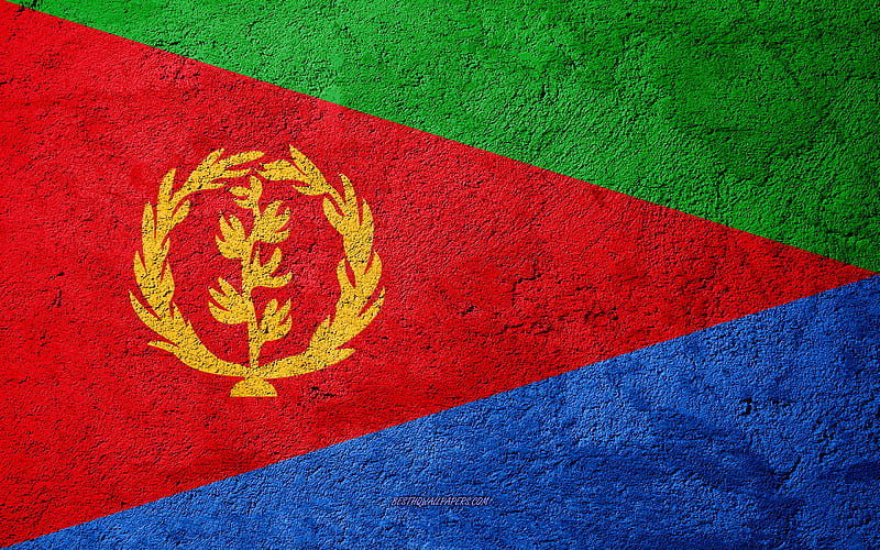 Flag of Eritrea, concrete texture, stone background, Eritrea flag ...