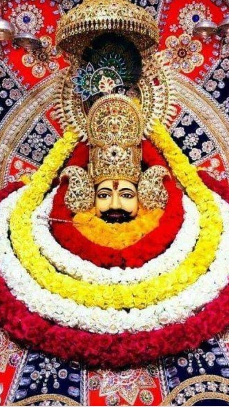 Khatu Shyam Baba With Flowers, khatu shyam baba, lord khatushyamji, flowers, god, HD phone wallpaper