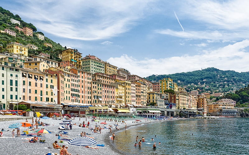 Camogli, resort, Liguria, Italy, Genoa, Mediterranean, HD wallpaper