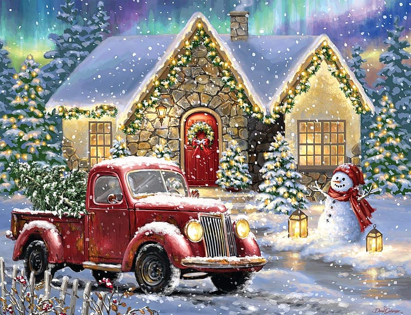 Springbok's 500 Piece Jigsaw Puzzle Christmas Night Lane - Made in USA : Toys & Games, HD wallpaper