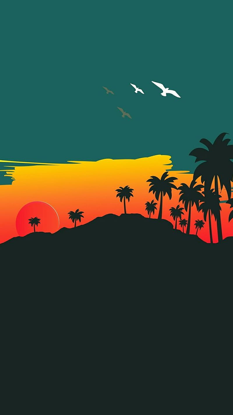 Sunset, abstract, poster, HD phone wallpaper