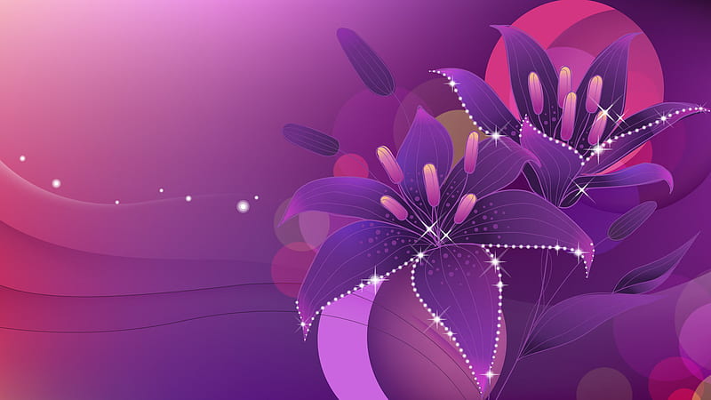 Lily Vector, lily, sparkle, purple, vector, HD wallpaper