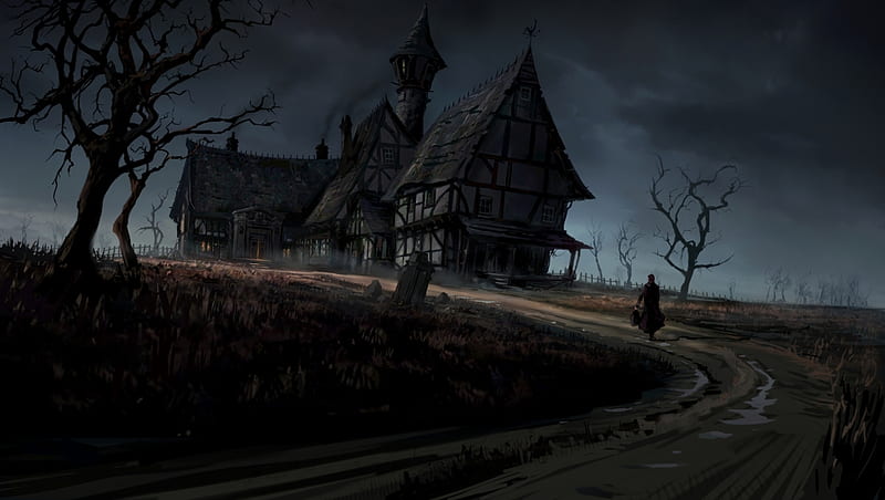 The Inn, fantasy, dark, 2dart, horror, HD wallpaper