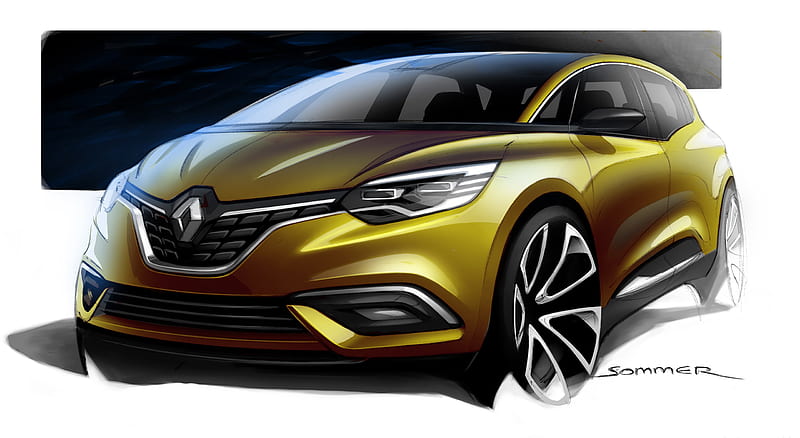 2017 Renault Scenic - Design Sketch , car, HD wallpaper