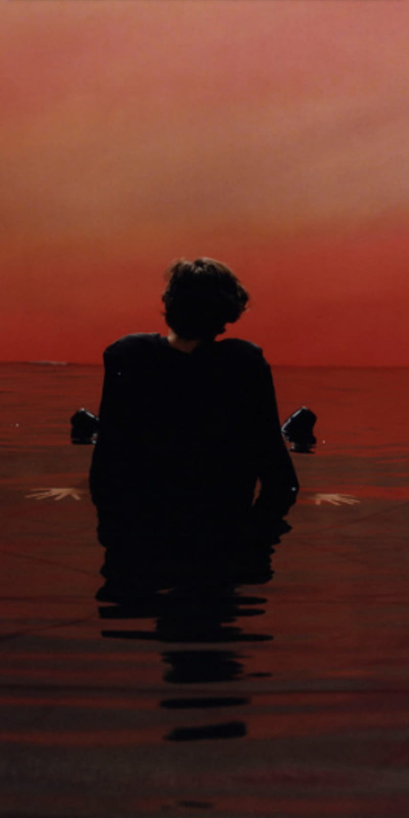 Harry Styles, red sunset, sign of the times, sott, water, HD phone wallpaper