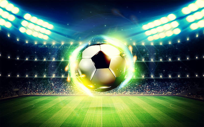 football, stadium, tribune, soccer ball, HD wallpaper