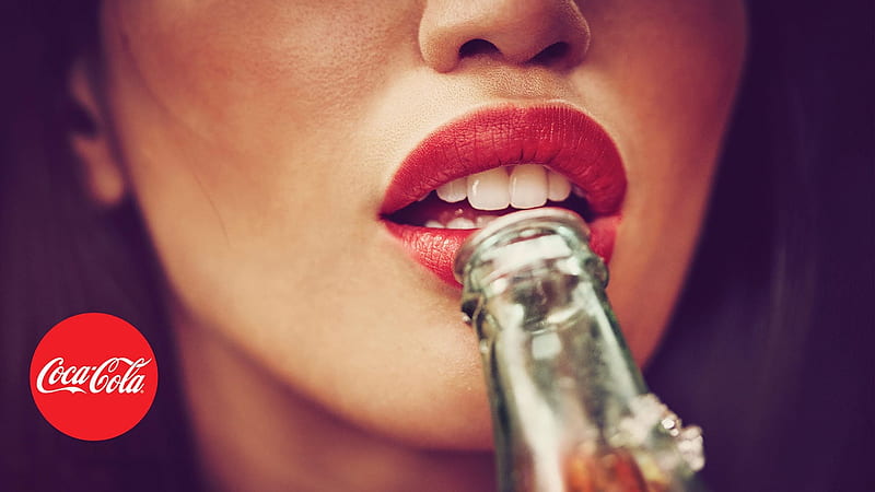 :), red, add, stuff, coca cola, commercial, lips, woman, HD wallpaper