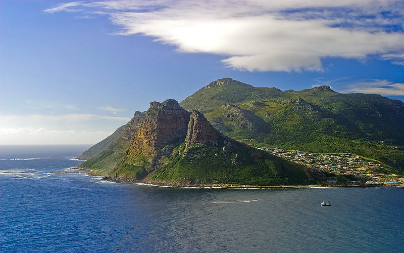 The Sentinel, mountain, cape town, harbour, peak, hout bay, sentinel, south africa, HD wallpaper