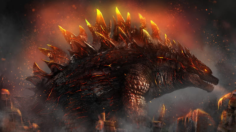 Fire Godzilla , godzilla, artist, artwork, digital-art, HD wallpaper