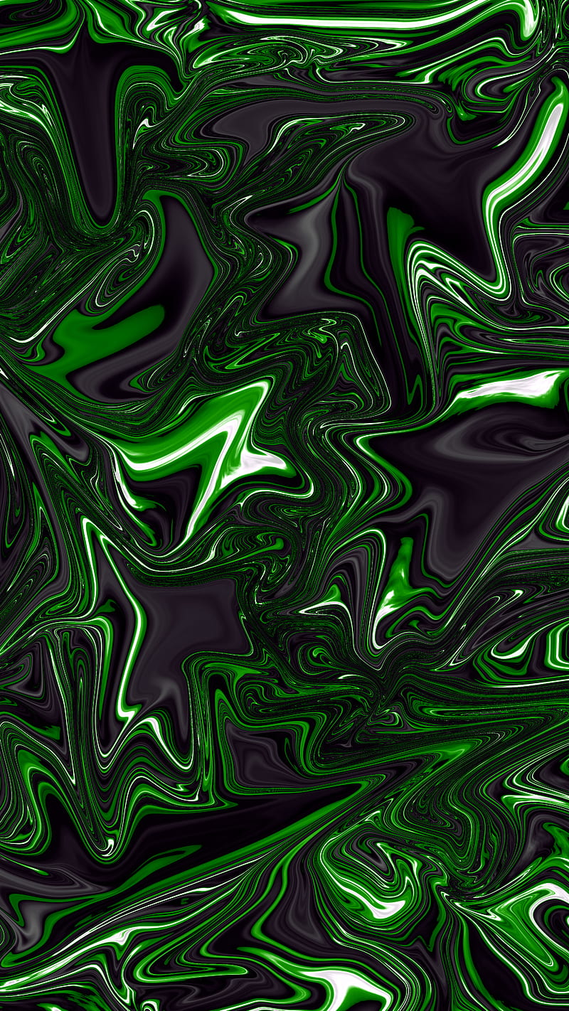 Green Black liquid mix, Green, abstract, black, colorful, colors, flow, liquid, mix, HD phone wallpaper