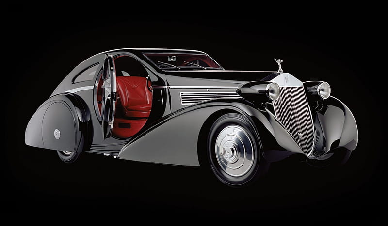1925 Rolls Royce Phantom Round Door Jonckheere Coupe, Luxury, Rolls Royce, Chrome, Wheel Cover, 2 Door, Black, Trim, Grill, Classy, 1925, Vintage, Red Interior, HD wallpaper