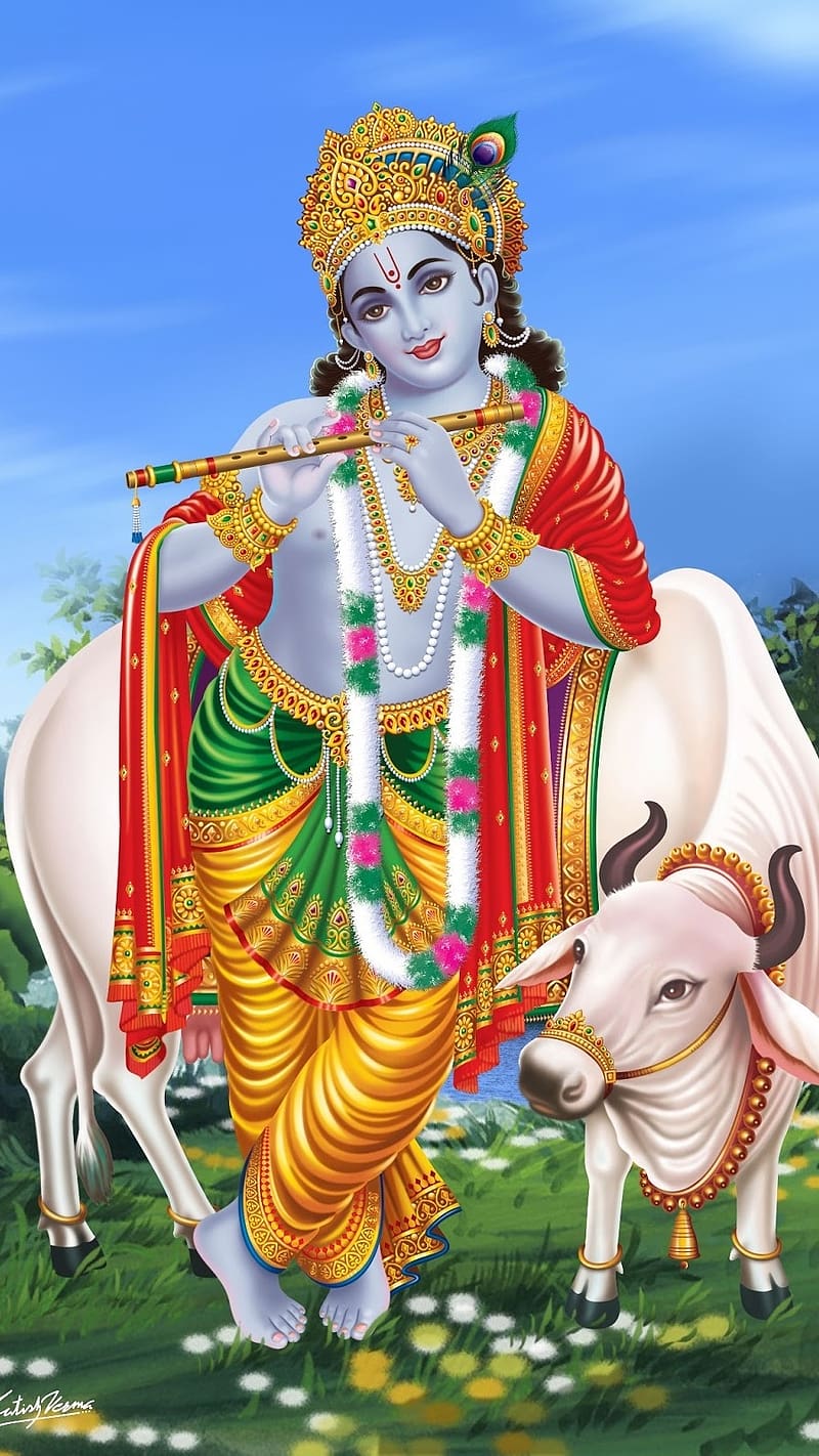 Lord Krishna For Dahi Kala, lord krishna for, dahi kala, lord krishna with  cow, HD phone wallpaper | Peakpx