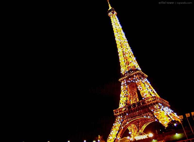 Lighted Eiffel Tower, paris, lights, europe, graphy, monument, city, season, night, pic, christmas, black, sky, wall, lighted, france, eiffel tower, landmark, HD wallpaper