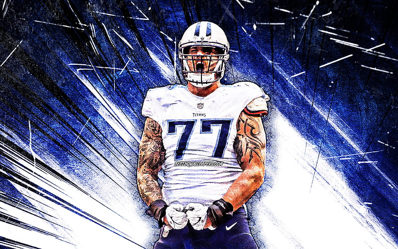 Taylor Lewan, grunge art, Tennessee Titans, NFL, american football, offensive tackle, Taylor Curtis Lewan, National Football League, blue abstract rays, Taylor Lewan Tennessee Titans, Taylor Lewan, HD wallpaper