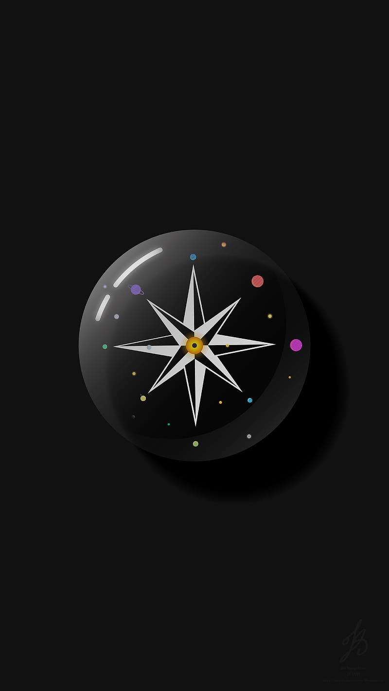 Cosmos Adobeillustrator Bubble Compass Dark Minimalistic Newyear19 Planets Hd Mobile Wallpaper Peakpx