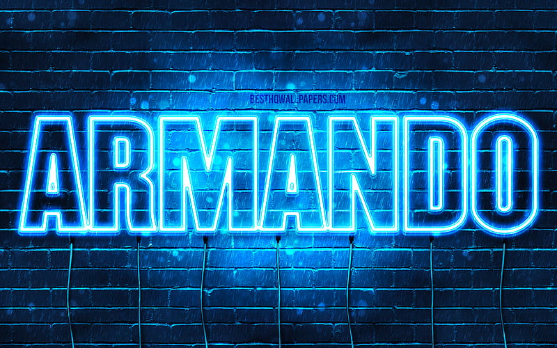 Armando with names, horizontal text, Armando name, blue neon lights, with Armando name, HD wallpaper