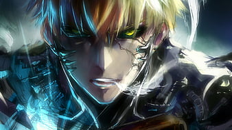 Genos and Saitama, anime, baldy capy, demon cyborg, ginzou, hoodie