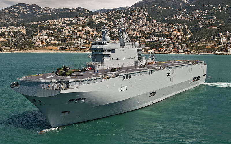 French ship Dixmude, Mistral, L9013, amphibious assault ship, helicopter carrier, French Navy, HD wallpaper