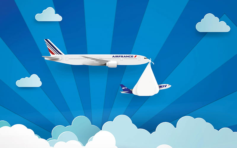 Air France, art, plane, blue sky, AF, AirFrance, HD wallpaper | Peakpx