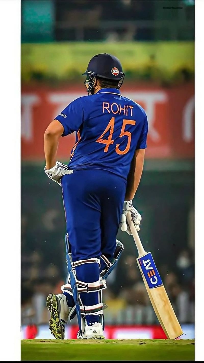 Rohit Sharma Best, Backlook Standing With Bat, rohit sharma backlook standing with bat, cricketer, hitman, HD phone wallpaper