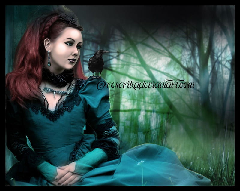 Green Gothic, fantasy, raven, green, gothic, dark, HD wallpaper | Peakpx