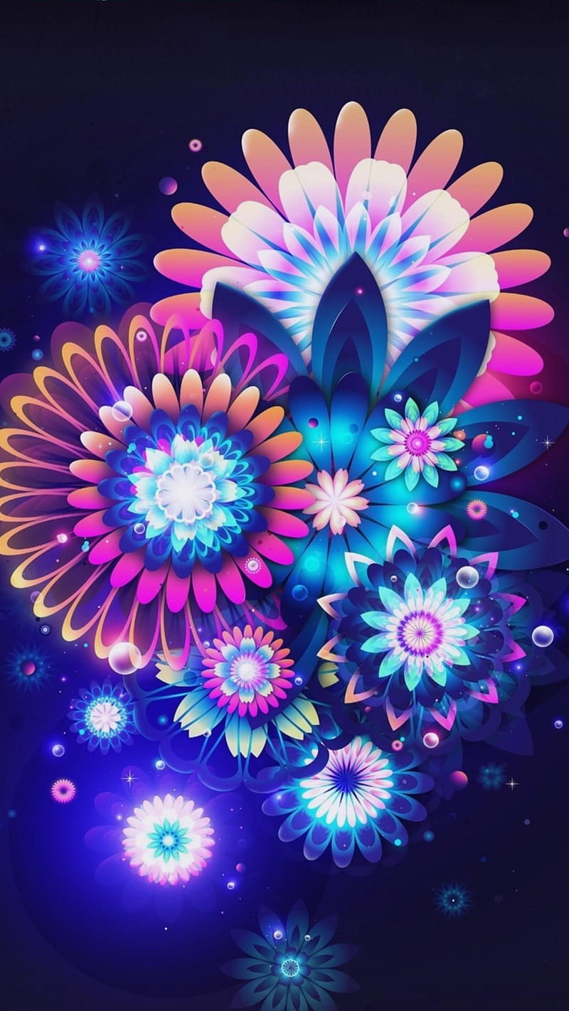 Flowers neon, flower, HD phone wallpaper | Peakpx