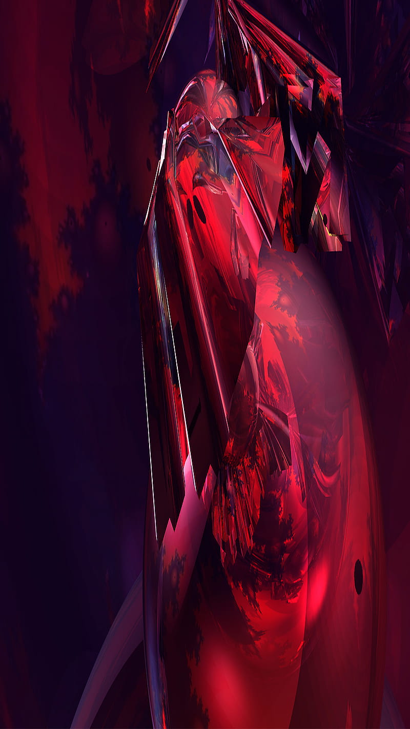 Red Fractal, 3d design, abstract, HD phone wallpaper
