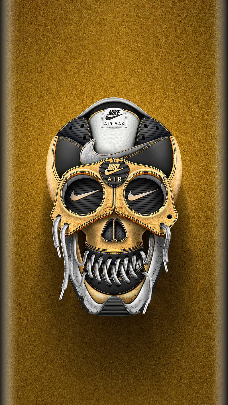 Skull, air, edge style, gold, nike, s7, sport, super design, HD phone wallpaper