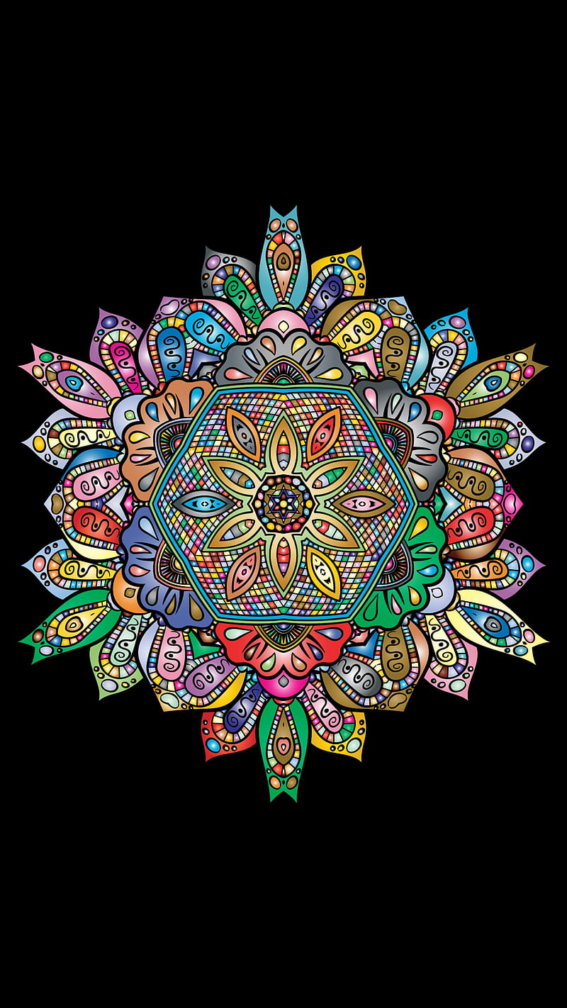 mandala, patterns, colorful, floral, HD phone wallpaper