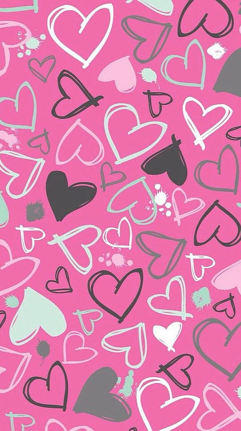 Scribble Hearts, love, HD phone wallpaper