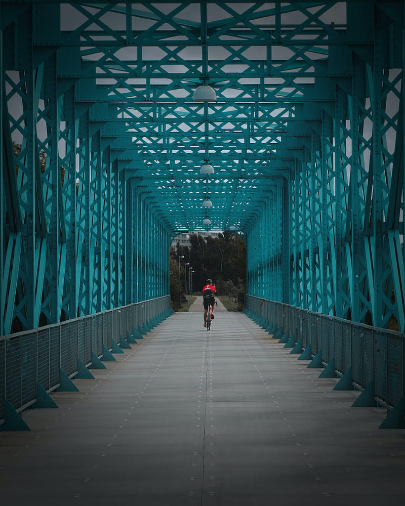 bicycle, cyclist, bridge, tunnel, HD phone wallpaper